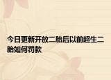 今日更新开放二胎后以前超生二胎如何罚款