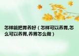 怎样能把胃养好（怎样可以养胃,怎么可以养胃,养胃怎么做）