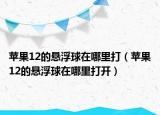苹果12的悬浮球在哪里打（苹果12的悬浮球在哪里打开）