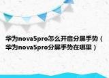 华为nova5pro怎么开启分屏手势（华为nova5pro分屏手势在哪里）