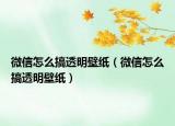 微信怎么搞透明壁纸（微信怎么搞透明壁纸）