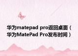 华为matepad pro返回桌面（华为MatePad Pro发布时间）