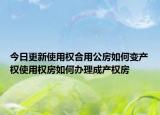今日更新使用权合用公房如何变产权使用权房如何办理成产权房