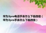 华为3pro电话手表怎么下载微信（华为3pro手表怎么下载微信）