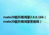 mate20能升级鸿蒙2.0.0.166（mate20能升级鸿蒙系统吗）