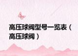 高压球阀型号一览表（高压球阀）