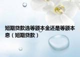 短期贷款选等额本金还是等额本息（短期贷款）