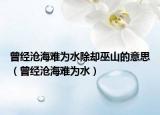 曾经沧海难为水除却巫山的意思（曾经沧海难为水）