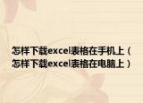怎样下载excel表格在手机上（怎样下载excel表格在电脑上）