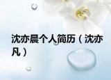 沈亦晨个人简历（沈亦凡）