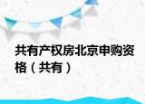 共有产权房北京申购资格（共有）