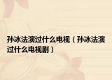 孙冰法演过什么电视（孙冰法演过什么电视剧）