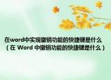 在word中实现撤销功能的快捷键是什么（在 Word 中撤销功能的快捷键是什么）