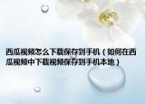 西瓜视频怎么下载保存到手机（如何在西瓜视频中下载视频保存到手机本地）
