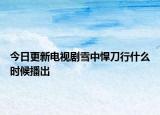 今日更新电视剧雪中悍刀行什么时候播出