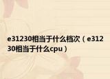 e31230相当于什么档次（e31230相当于什么cpu）