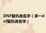 DNF复仇者名字（求一dnf复仇者名字）