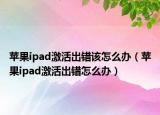 苹果ipad激活出错该怎么办（苹果ipad激活出错怎么办）