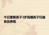 今日更新孩子3岁离婚孩子归谁来抚养呢