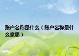 账户名称是什么（账户名称是什么意思）