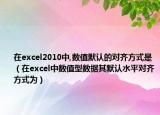 在excel2010中,数值默认的对齐方式是（在excel中数值型数据其默认水平对齐方式为）