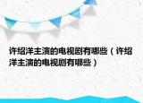 许绍洋主演的电视剧有哪些（许绍洋主演的电视剧有哪些）