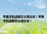 苹果手机滤镜怎么调出来（苹果手机滤镜怎么调出来）