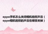 oppo手机怎么关闭相机拍照声音（oppo相机拍照的声音在哪里关掉）