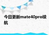 今日更新mate40pro续航