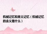 机械记忆和意义记忆（机械记忆的含义是什么）