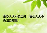 苦心人天不负出处（苦心人天不负出自哪里）