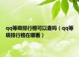 qq等级排行榜可以查吗（qq等级排行榜在哪看）