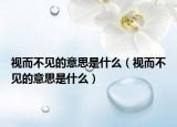 视而不见的意思是什么（视而不见的意思是什么）