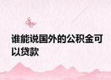 谁能说国外的公积金可以贷款