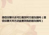 微信仅聊天还可以看到对方朋友圈吗（微信仅聊天对方还能看到我的朋友圈吗）