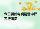 今日更新电视剧雪中悍刀行演员