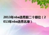 2013年nba选秀前二十顺位（2013年nba选秀名单）