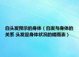 白头发预示的身体（白发与身体的关系 头发是身体状况的晴雨表）