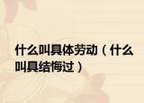 什么叫具体劳动（什么叫具结悔过）