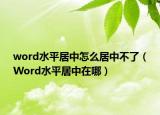 word水平居中怎么居中不了（Word水平居中在哪）