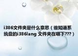 i386文件夹是什么意思（谁知道系统盘的i386lang 文件夹在哪下???）