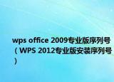 wps office 2009专业版序列号（WPS 2012专业版安装序列号）