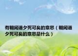 有朝闻道夕死可矣的意思（朝闻道夕死可矣的意思是什么）