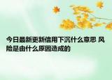 今日最新更新信用下沉什么意思 风险是由什么原因造成的