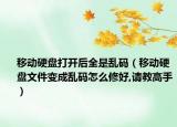 移动硬盘打开后全是乱码（移动硬盘文件变成乱码怎么修好,请教高手）