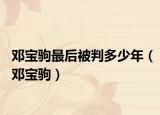 邓宝驹最后被判多少年（邓宝驹）
