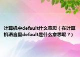 计算机中default什么意思（在计算机语言里default是什么意思呢 ?）