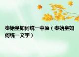 秦始皇如何统一中原（秦始皇如何统一文字）