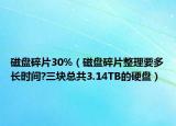 磁盘碎片30%（磁盘碎片整理要多长时间?三块总共3.14TB的硬盘）