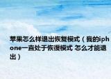 苹果怎么样退出恢复模式（我的iphone一直处于恢復模式 怎么才能退出）